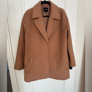 🧥 Express Wool-Blend Notch Collar Coat – Camel / Tan (Size L)